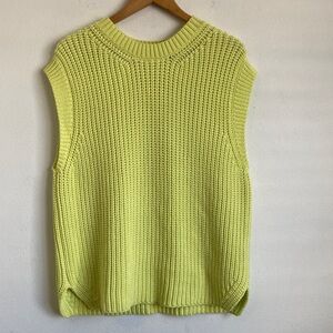 Zara Lemon Knit Pullover Vest Bright yellow small oversized y2K